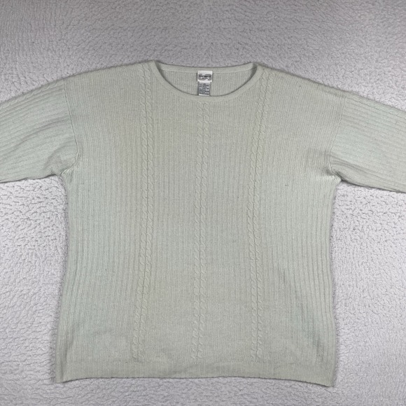 Sostanza‎ Sweater Womens 2X Plus Light Green Cable Knit Lambswool Rabbit Hair - Picture 4 of 15